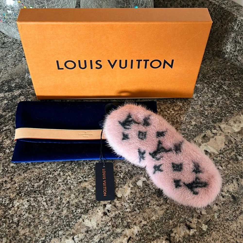 Louis Vuitton Pink Monogram Mink Sleeping Mask with COA